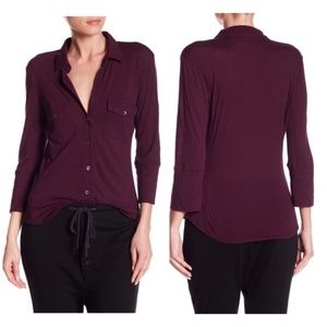 James Perse Sheer Slub Side Panel Shirt